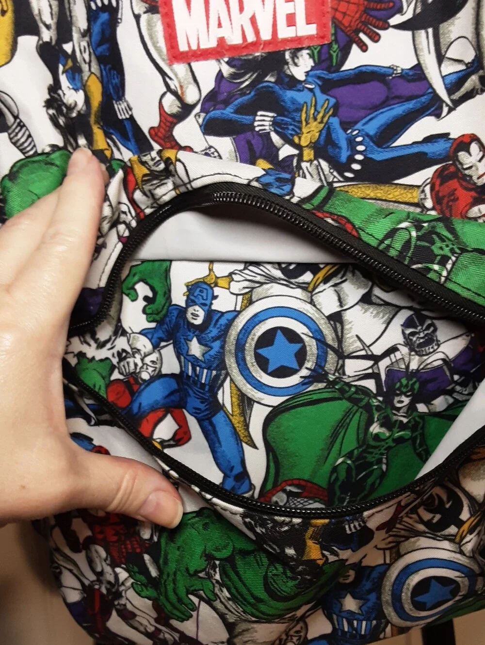 Marvel White Multi Superhero Print Backpack for Men Full Size